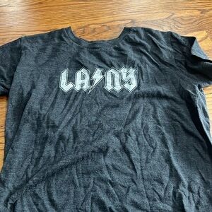distressed charcoal grey la/ny shirt
